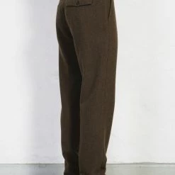 HANSEN GARMENTS FINN | Side Buckle Regular Trousers | Brown Herringbone -Heschung shop finn side buckle regular trousers brown herringbone hansen garments 489020