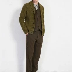 HANSEN GARMENTS FINN | Side Buckle Regular Trousers | Brown Herringbone -Heschung shop finn side buckle regular trousers brown herringbone hansen garments 593088
