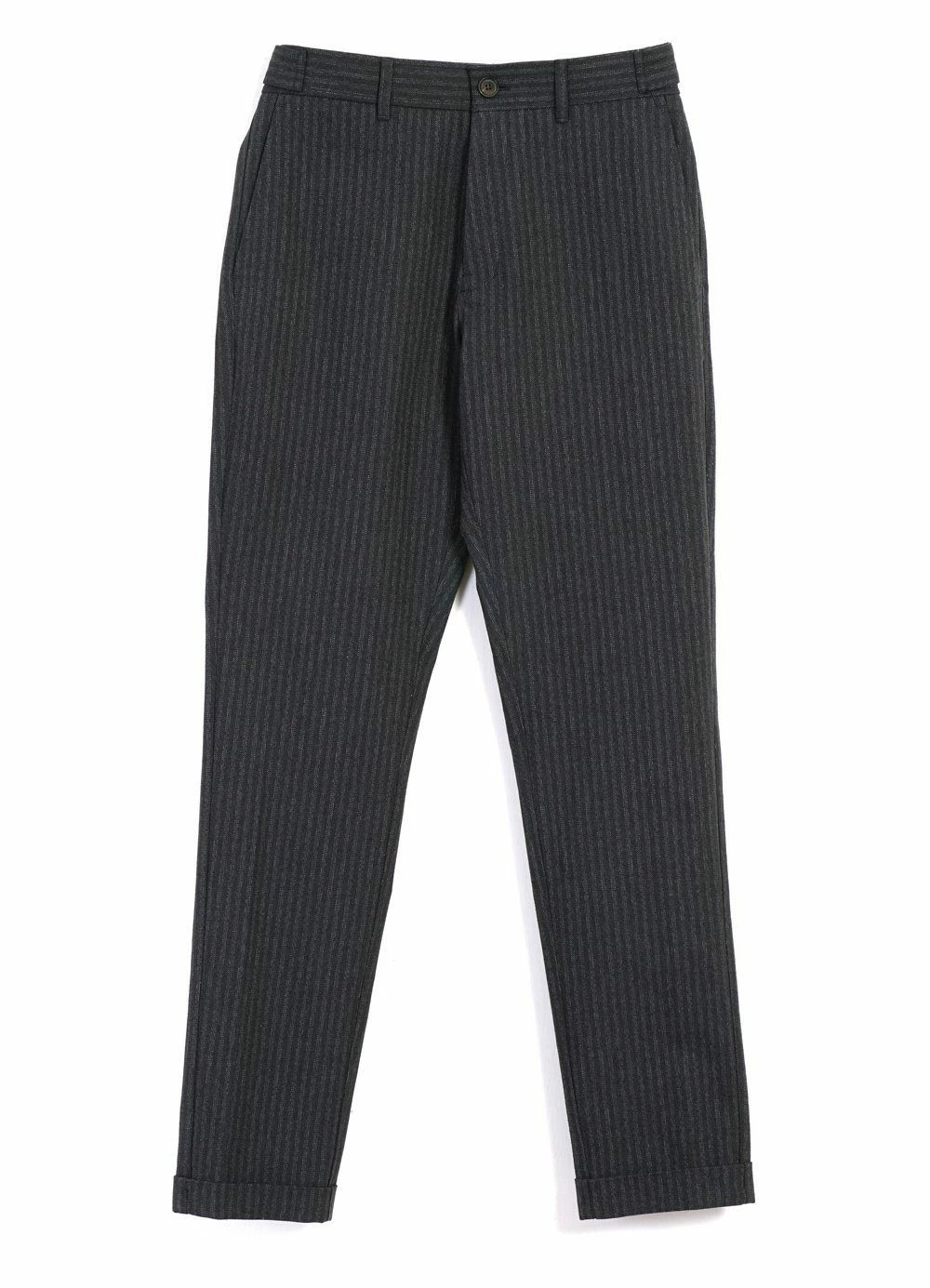 HANSEN GARMENTS FINN | Side Buckle Regular Trousers | Grey Pin 3 HANSEN GARMENTS FINN | Side Buckle Regular Trousers | Grey Pin