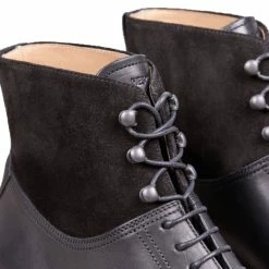 Heschung GINKGO | Leather Boot With Suede Collar | Black -Heschung shop ginkgo leather boot with suede collar black heschung 270669