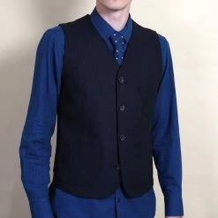 HANSEN GARMENTS HARALD | Casual Waistcoat | Indigo 10 HANSEN GARMENTS HARALD | Casual Waistcoat | Indigo -Heschung shop harald casual waistcoat indigo hansen garments 431354