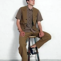 HANSEN GARMENTS KARLO | Wide Cut Utility Trousers | Khaki -Heschung shop karlo wide cut utility trousers khaki hansen garments 307675