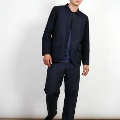 HANSEN GARMENTS KEN | Wide Cut Trousers| 3-Tone Blue -Heschung shop ken wide cut trousers 3 tone blue 992660