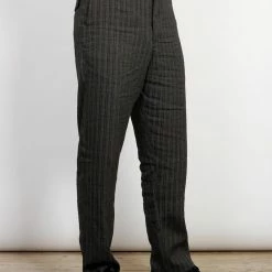 HANSEN GARMENTS KEN | Wide Cut Trousers| Taupe Stripes -Heschung shop ken wide cut trousers taupe stripes 660197