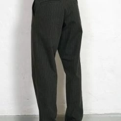 HANSEN GARMENTS KIAN | Cinch Back Wide Trousers | Khaki Pin -Heschung shop kian cinch back wide trousers khaki pin hansen garments 510202