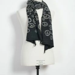KAPITAL PEACE | Compressed Wool Scarf | Black 7 KAPITAL PEACE | Compressed Wool Scarf | Black -Heschung shop peace compressed wool scarf black kapital 412063