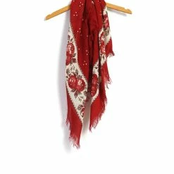 KAPITAL PERSIMMON | Large Bandana Fringe Stole | Red
