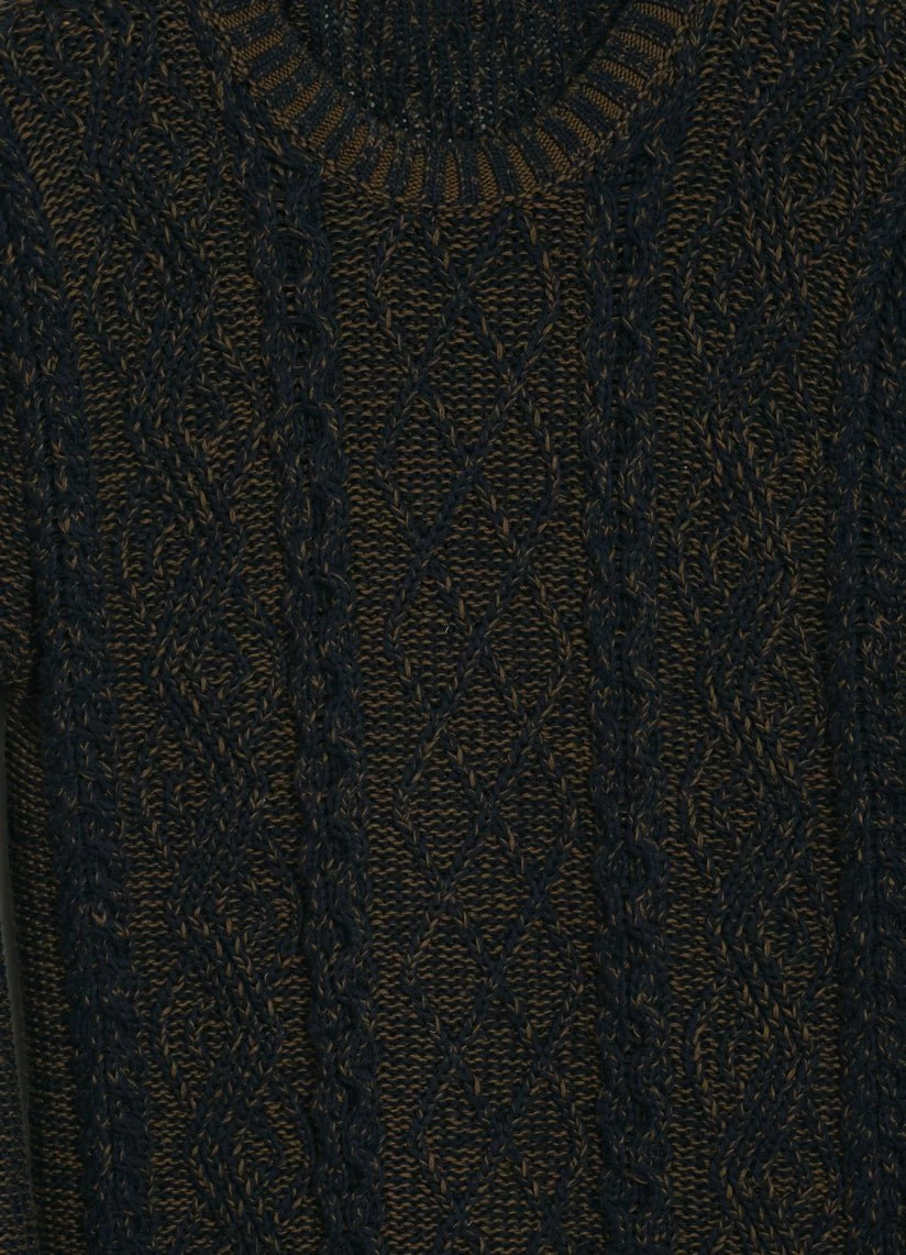 INIS MEÁIN PLATED BEACH SWEATER | Pima Cotton Knitwear | Brown/Navy 8 INIS MEÁIN PLATED BEACH SWEATER | Pima Cotton Knitwear | Brown/Navy - Image 6