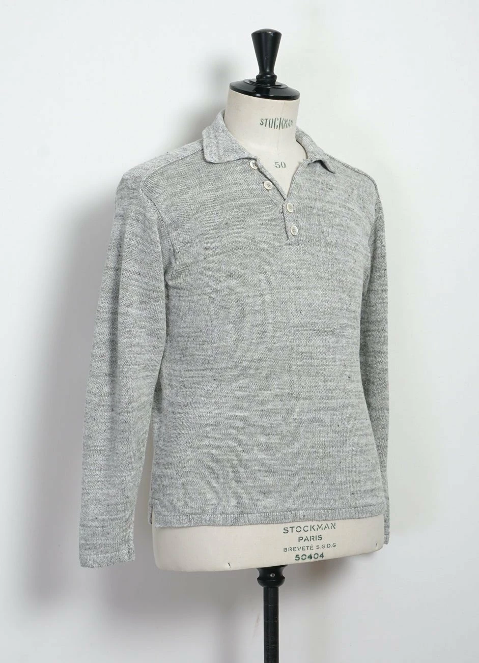 INIS MEÁIN POLO SHIRT | Linen Long-Sleeved Polo Knit | Papyrus 5 INIS MEÁIN POLO SHIRT | Linen Long-Sleeved Polo Knit | Papyrus - Image 3