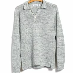 INIS MEÁIN POLO SHIRT | Linen Long-Sleeved Polo Knit | Papyrus