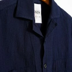HANSEN GARMENTS SAM | Casual Over Shirt | Waffle Indigo -Heschung shop sam casual over shirt waffle indigo hansen garments 747165