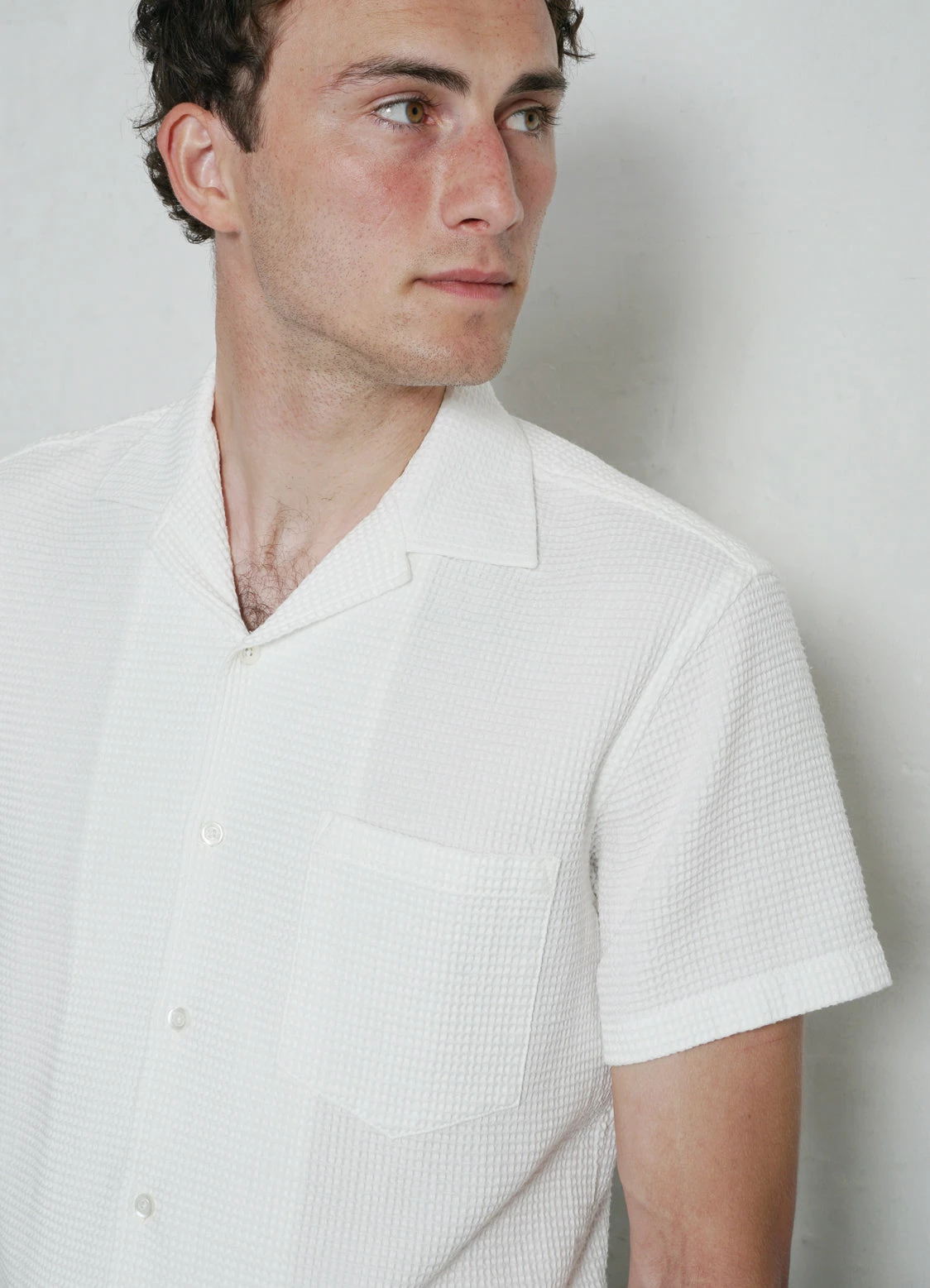 HANSEN GARMENTS JONNY | Short Sleeve Shirt | Waffle White 4 HANSEN GARMENTS JONNY | Short Sleeve Shirt | Waffle White - Image 2