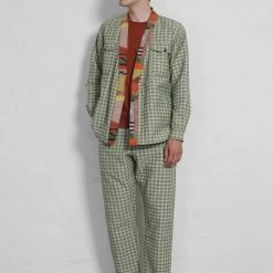 HANSEN GARMENTS TYGE | Wide Cut Cropped Trousers | Sashiko Green 9 HANSEN GARMENTS TYGE | Wide Cut Cropped Trousers | Sashiko Green -Heschung shop ss23 remy tyge sashhiko green 1