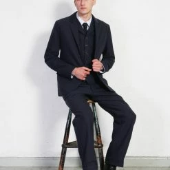 HANSEN GARMENTS SUNE | Pleated Wide Cut Trousers | Blue Pin 19 HANSEN GARMENTS SUNE | Pleated Wide Cut Trousers | Blue Pin -Heschung shop sune pleated wide cut trousers blue pin hansen garments 116787