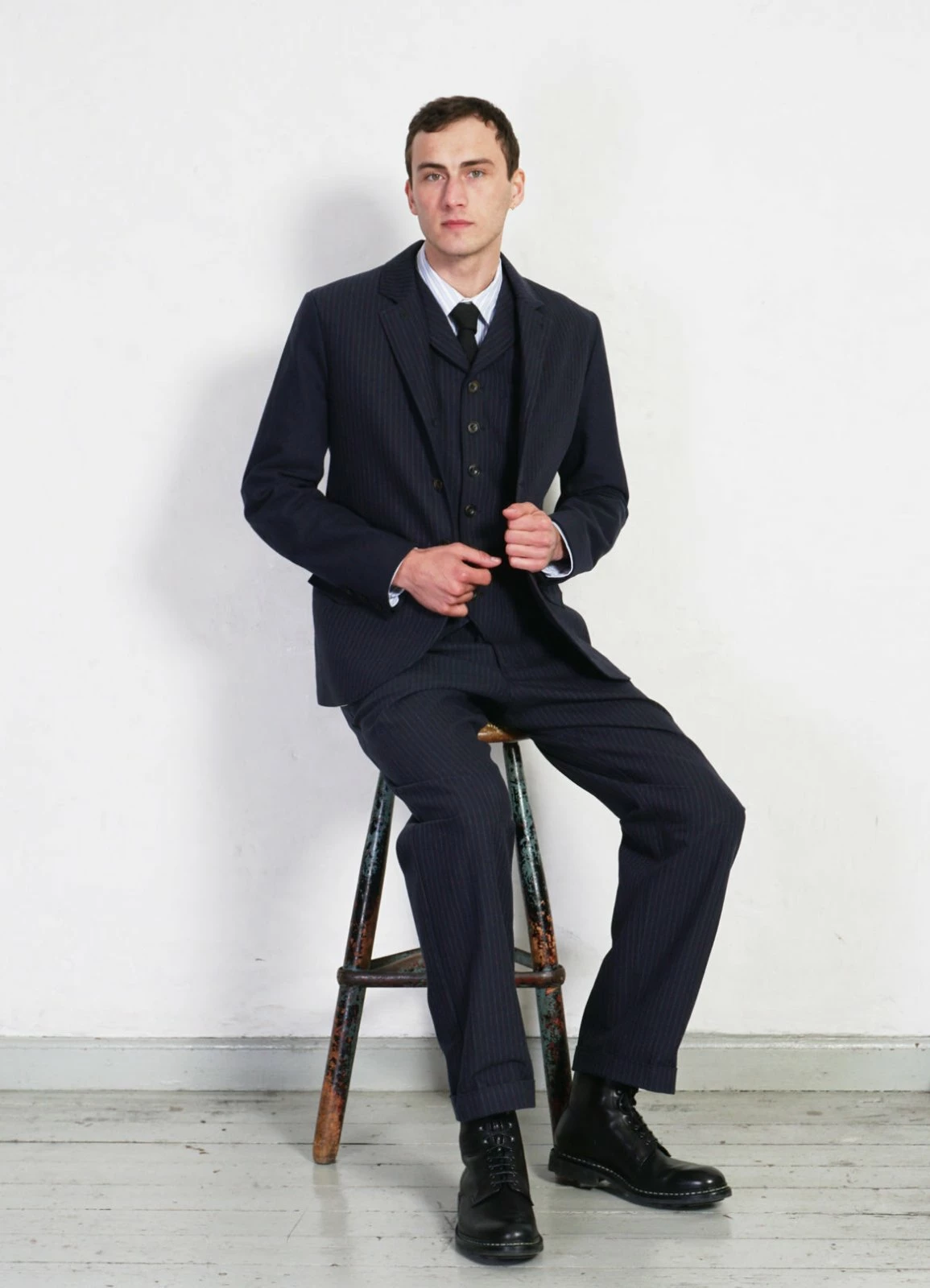 HANSEN GARMENTS SUNE | Pleated Wide Cut Trousers | Blue Pin 11 HANSEN GARMENTS SUNE | Pleated Wide Cut Trousers | Blue Pin - Image 9