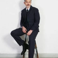 HANSEN GARMENTS SUNE | Pleated Wide Cut Trousers | Blue Pin 18 HANSEN GARMENTS SUNE | Pleated Wide Cut Trousers | Blue Pin -Heschung shop sune pleated wide cut trousers blue pin hansen garments 725114