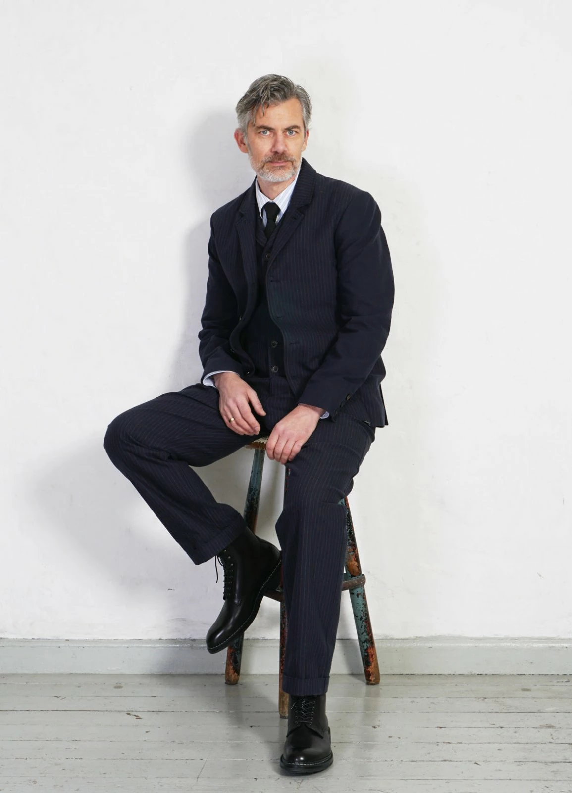 HANSEN GARMENTS SUNE | Pleated Wide Cut Trousers | Blue Pin 10 HANSEN GARMENTS SUNE | Pleated Wide Cut Trousers | Blue Pin - Image 8