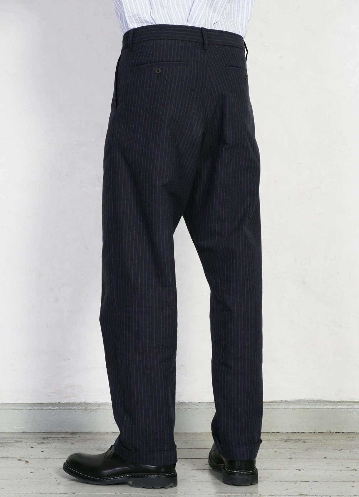 HANSEN GARMENTS SUNE | Pleated Wide Cut Trousers | Blue Pin 6 HANSEN GARMENTS SUNE | Pleated Wide Cut Trousers | Blue Pin - Image 4