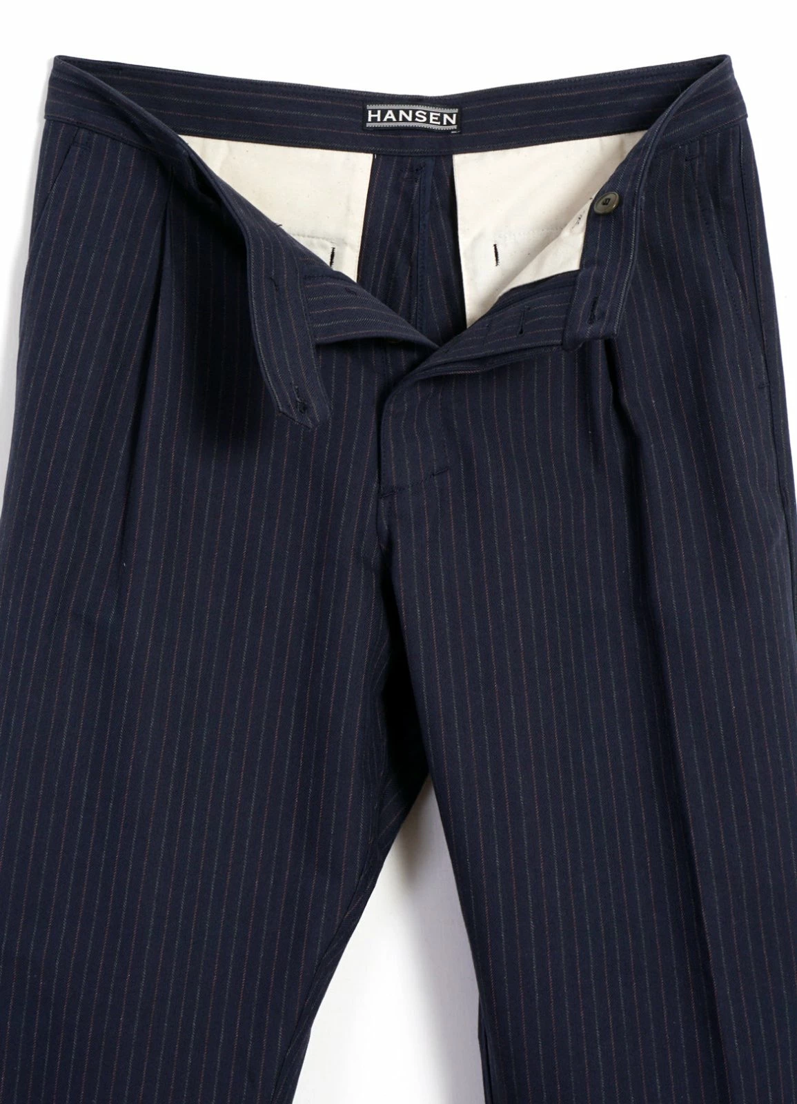 HANSEN GARMENTS SUNE | Pleated Wide Cut Trousers | Blue Pin 9 HANSEN GARMENTS SUNE | Pleated Wide Cut Trousers | Blue Pin - Image 7