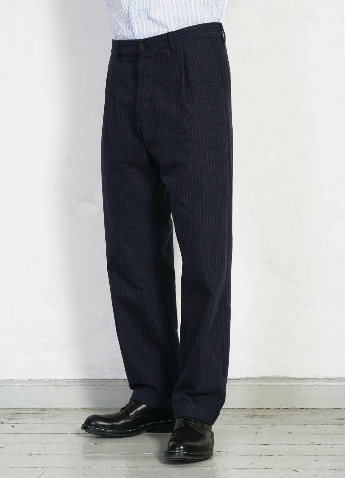 HANSEN GARMENTS SUNE | Pleated Wide Cut Trousers | Blue Pin 7 HANSEN GARMENTS SUNE | Pleated Wide Cut Trousers | Blue Pin - Image 5
