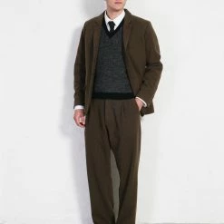 HANSEN GARMENTS SUNE | Pleated Wide Cut Trousers | Brown Herringbone 15 HANSEN GARMENTS SUNE | Pleated Wide Cut Trousers | Brown Herringbone -Heschung shop sune pleated wide cut trousers brown herringbone hansen garments 255264