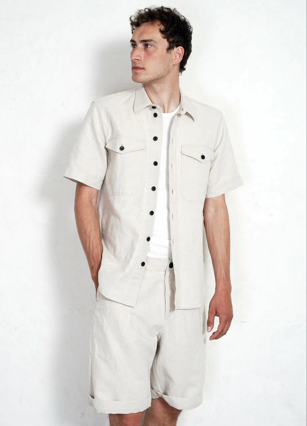 HANSEN GARMENTS VILLY | Short Sleeve Shirt | Flax Nature 6 HANSEN GARMENTS VILLY | Short Sleeve Shirt | Flax Nature - Image 4