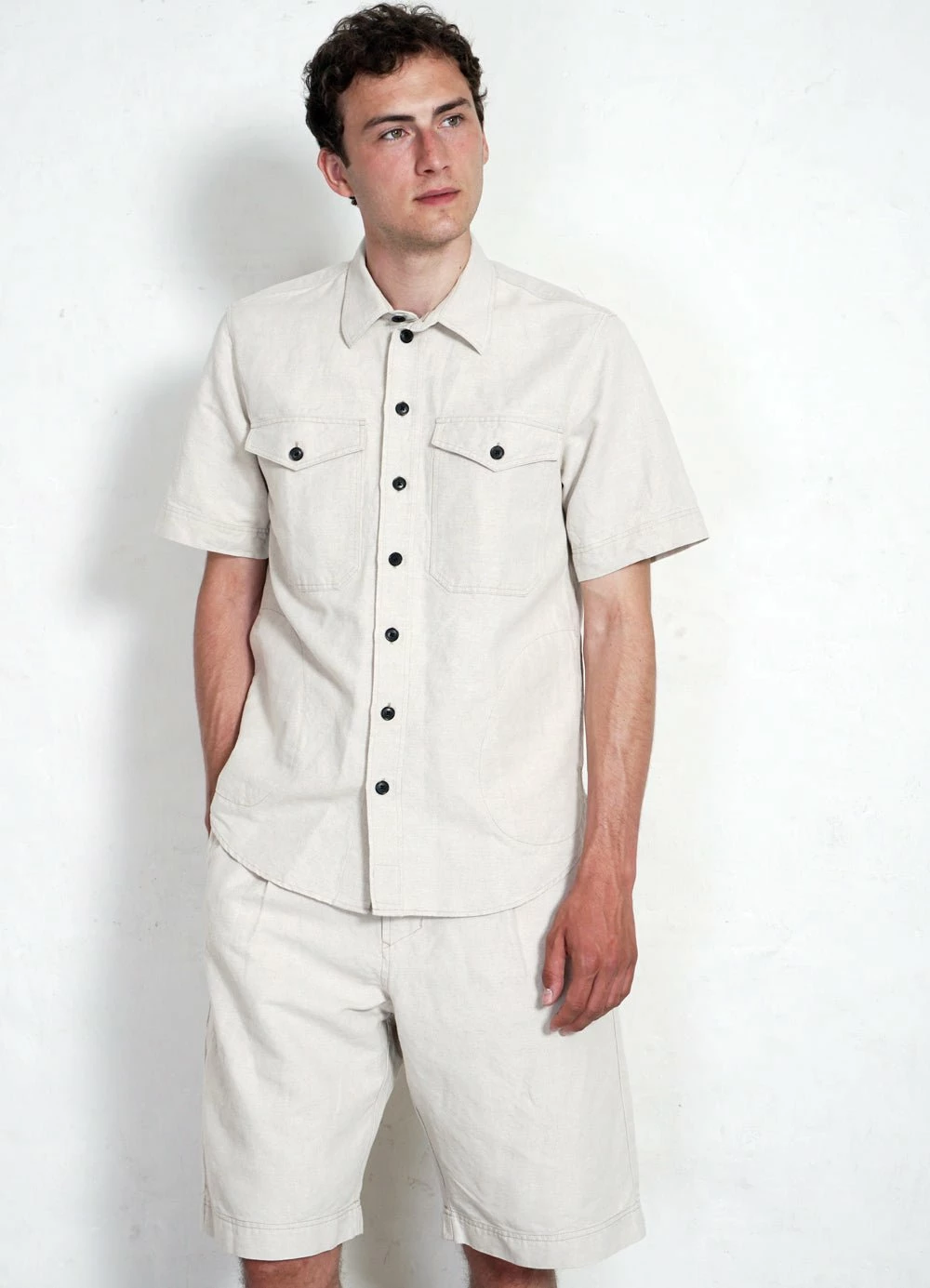 HANSEN GARMENTS VILLY | Short Sleeve Shirt | Flax Nature 5 HANSEN GARMENTS VILLY | Short Sleeve Shirt | Flax Nature - Image 3