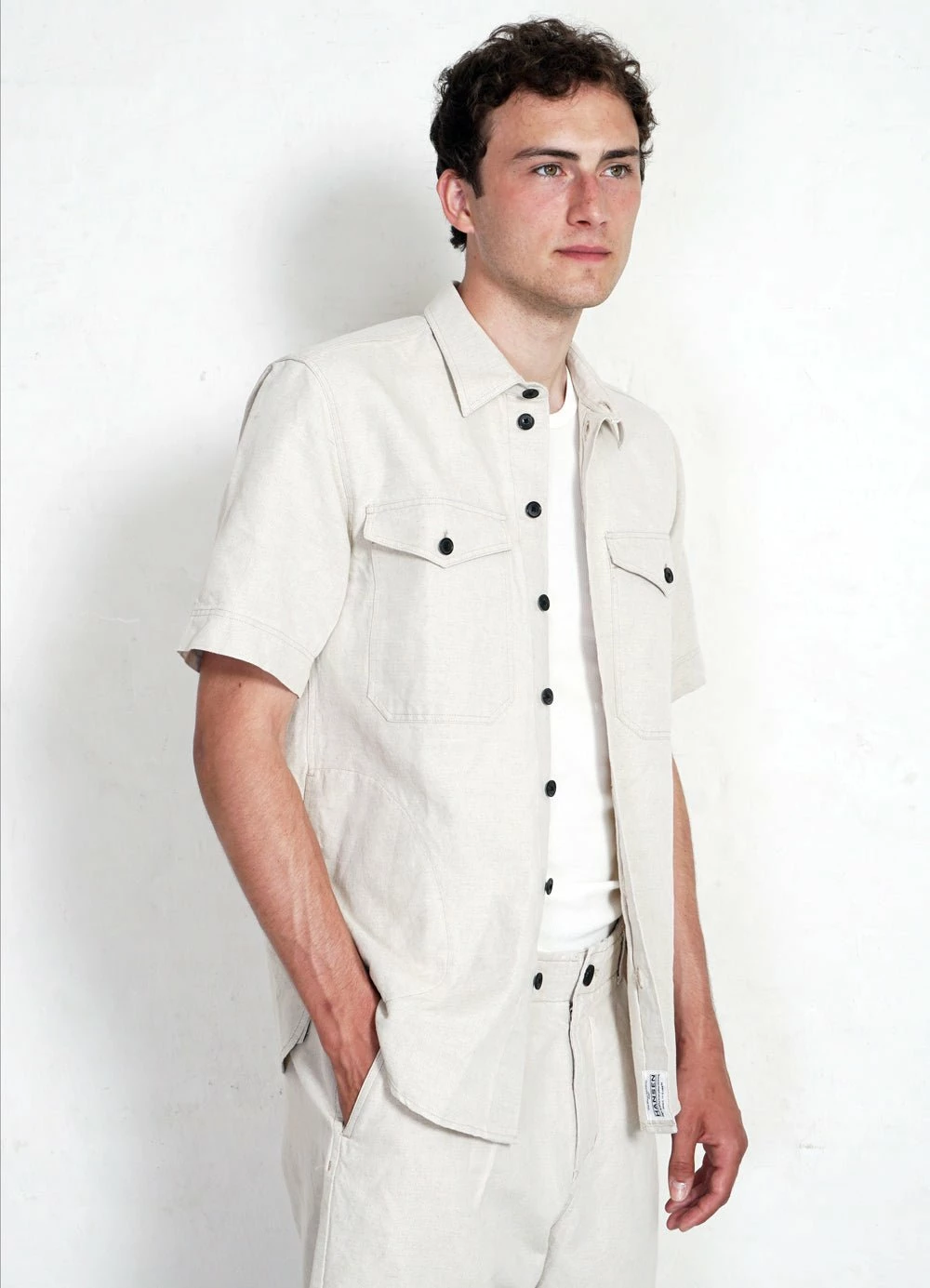 HANSEN GARMENTS VILLY | Short Sleeve Shirt | Flax Nature 4 HANSEN GARMENTS VILLY | Short Sleeve Shirt | Flax Nature - Image 2