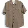 HANSEN GARMENTS VILLY | Short Sleeve Shirt | Khaki Sashiko 1 HANSEN GARMENTS VILLY | Short Sleeve Shirt | Khaki Sashiko -Heschung shop villy short sleeve shirt khaki sashiko hansen garments 453146