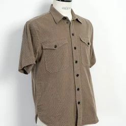 HANSEN GARMENTS VILLY | Short Sleeve Shirt | Khaki Sashiko -Heschung shop villy short sleeve shirt khaki sashiko hansen garments 824590