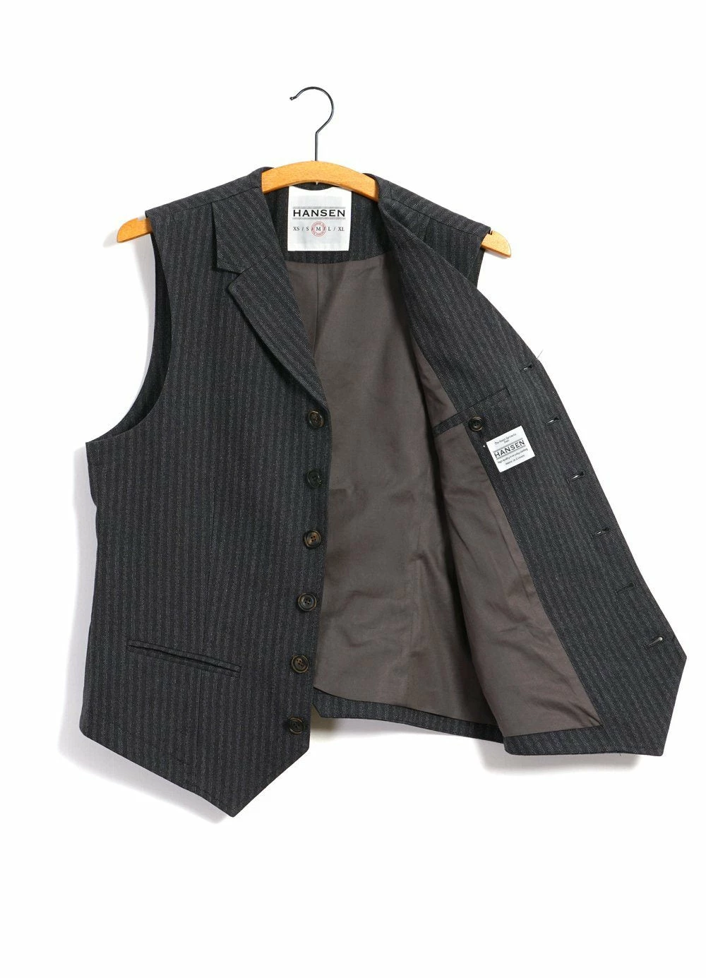 HANSEN GARMENTS WILLIAM | Lapel Waistcoat | Grey Pin 7 HANSEN GARMENTS WILLIAM | Lapel Waistcoat | Grey Pin - Image 5