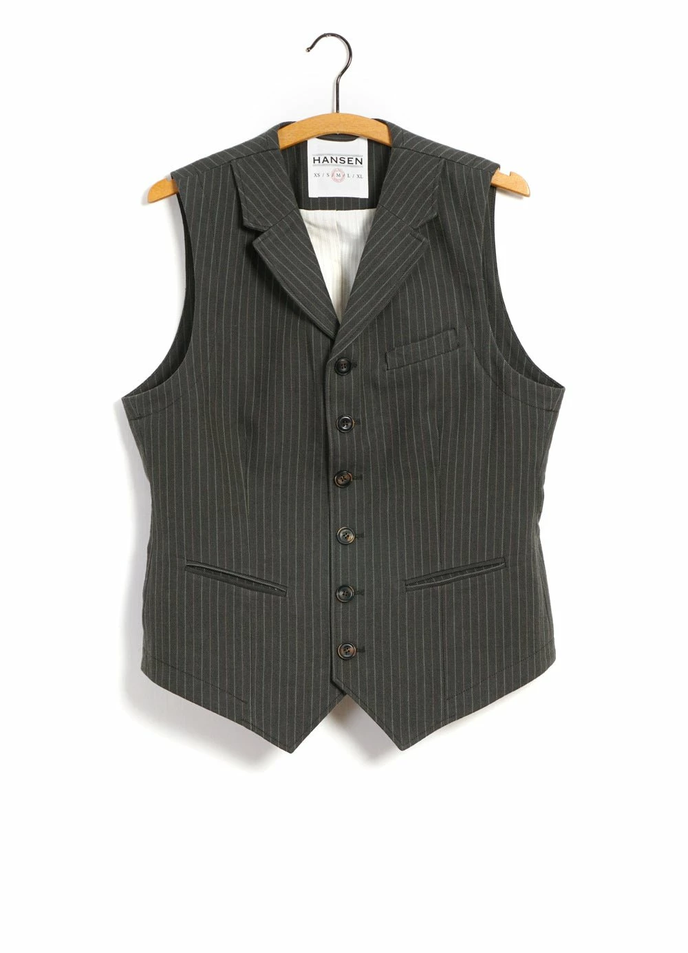 HANSEN GARMENTS WILLIAM | Lapel Waistcoat | Khaki Pin 3 HANSEN GARMENTS WILLIAM | Lapel Waistcoat | Khaki Pin