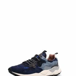 Flower Mountain YAMANO 3 | Suede & Canvas Sneaker | JP Print Navy/Black